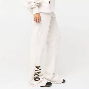 Back Bone Society Virgo Zodiac Essential Flared Sweatpant Off White Bone Med NWT
